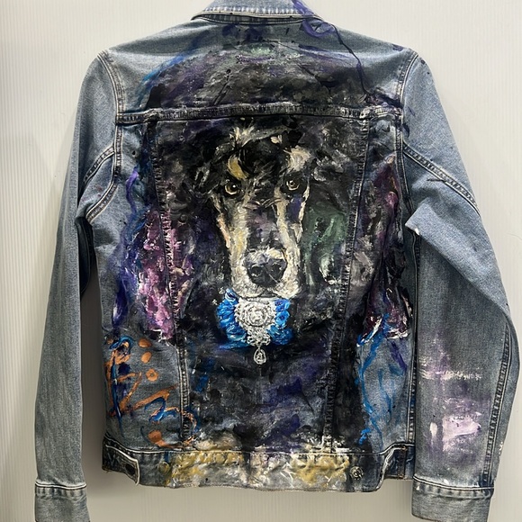Miss Fit NYC Hand-Painted Denim Jacket with Dog Design NWT - Picture 7 of 12